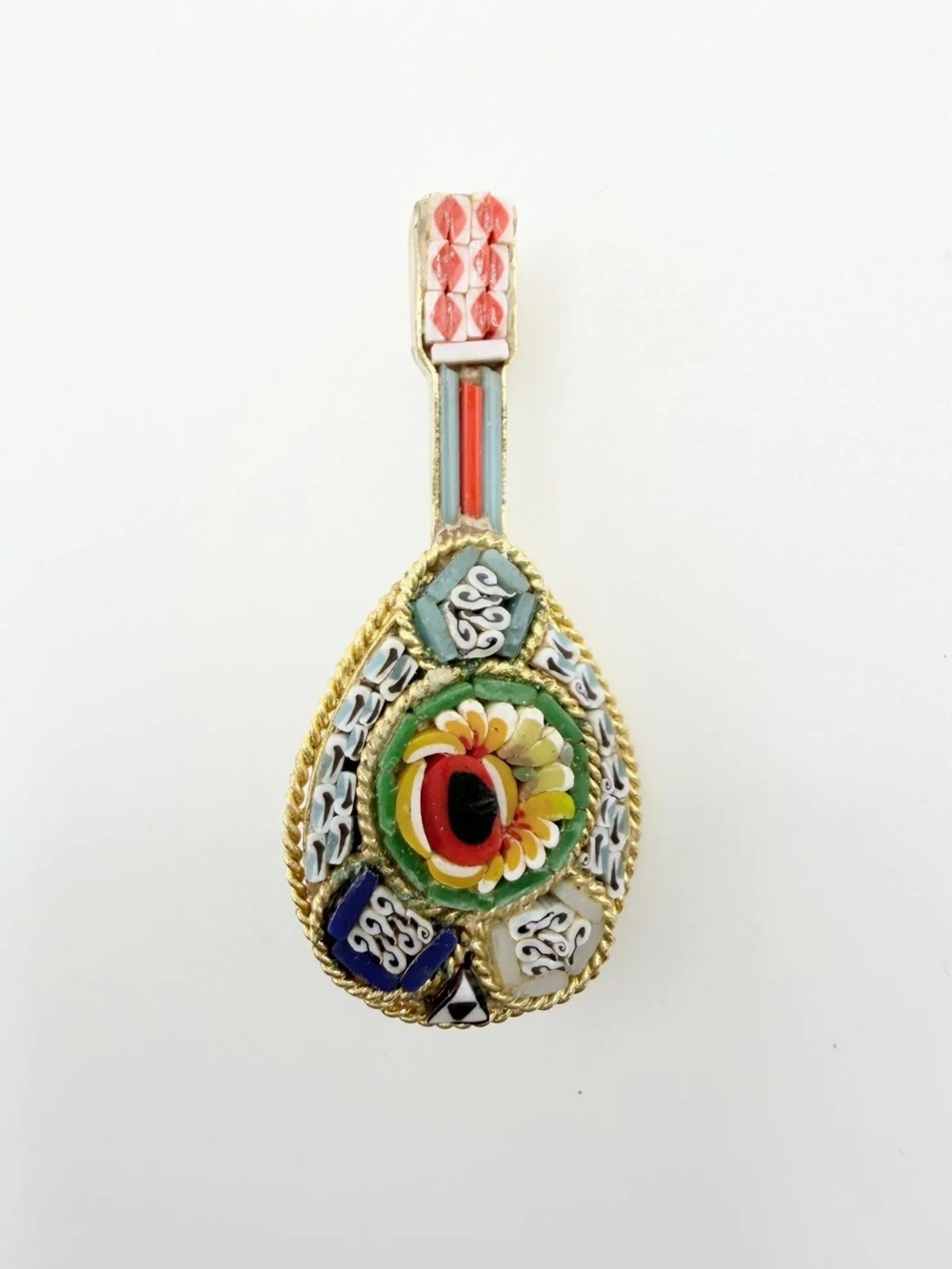 Multi-Color Floral Micro-Mosaic Pendant Necklace - Women Jewelry